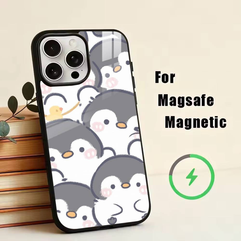 Penguin Kawaii Cute Cartoon  Phone Case For iPhone17,16,15,14,13,12,11 Plus,Pro Magnetic with Magsafe Wireless Charging