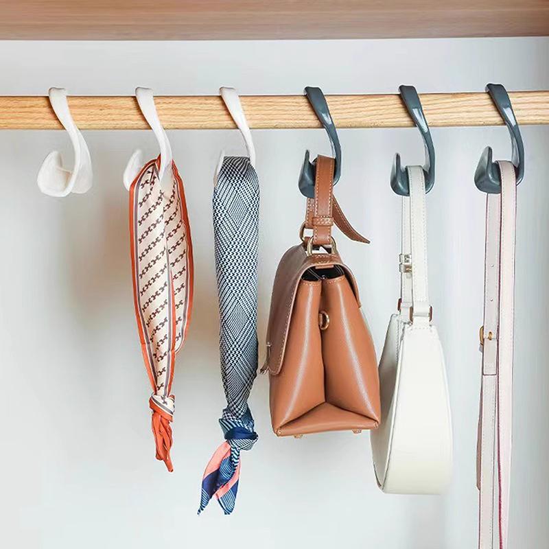 5pcs Widen Plastics Hanger Connection Hook Stackable Space Saving Storage Multifunctional Bag And Hat Hanging Rack