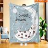1pc 2D Flat Printing Spring & Summer New Arrival Cute Cow Sleeping Starry Sky Theme Digital Printing Blanket, Suitable for All Seasons, Casual Blanket