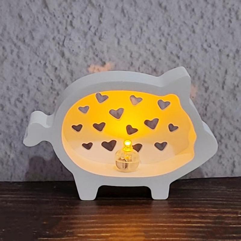 Lovely Pig Silicone Mould Featuring Irregular Heart Hollow Out Designs for Personalize Decorations and Gift