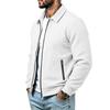 Men S Casual Waffle Knit Zip Pocket Lapel Jacket