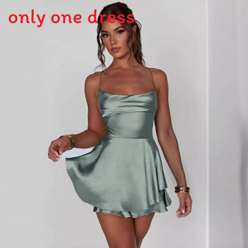 Summer Sexy Slip Dress With Spliced Polyester And Spandex For Night Out