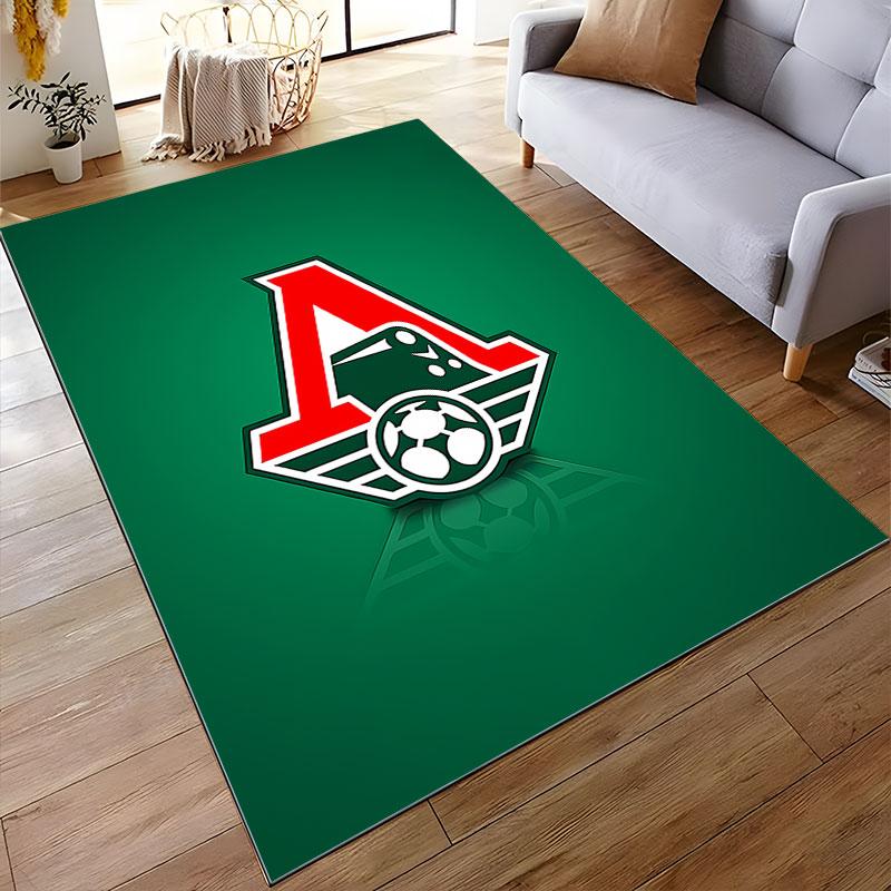 Red Train Logo on Green Background suitable as a non-slip mat for the living room or bedroom sofa