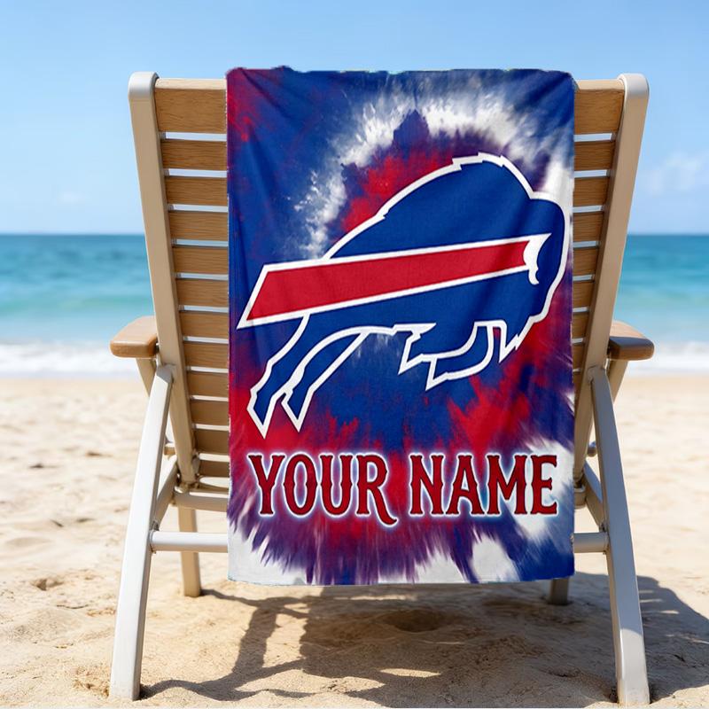 Custom Name Beach Towel Bills Logo Beach Towel, Soft Microfiber, Gift for Her/Him, Birthday, for Pool, Beach, Travel, Fan Gifts