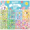 160pcs Easter Bunny & Egg Stickers - 8 Sheets Holographic Vinyl Decals for Youngsters, Party Favors, and Holiday Decorations
