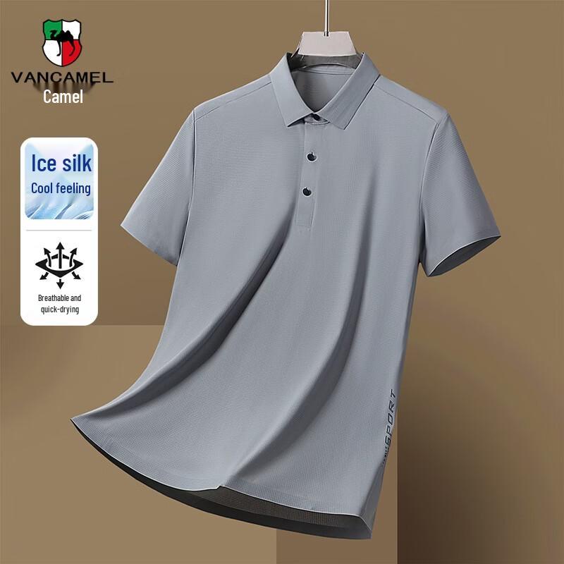 VANCAMEL Men s Ice Silk Short Sleeve Polo Shirt 4XL