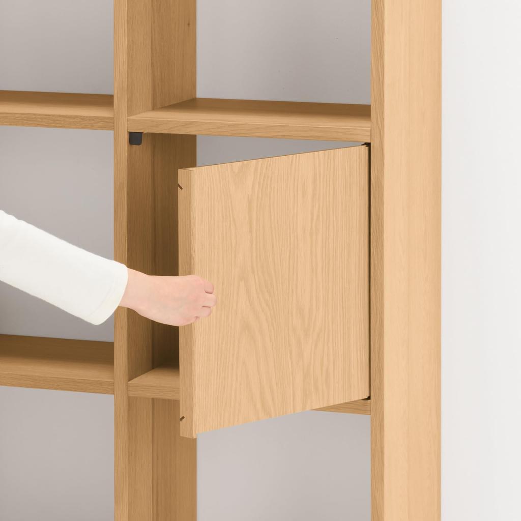 MUJI Stacking Shelf with Wooden Doors and Oak Veneer, 83907976