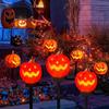 Solar Powered Pumpkin Stake Lights - Decorative Outdoor Garden, Patio, and Lawn Halloween Decorations with Energy-Efficient Lighting