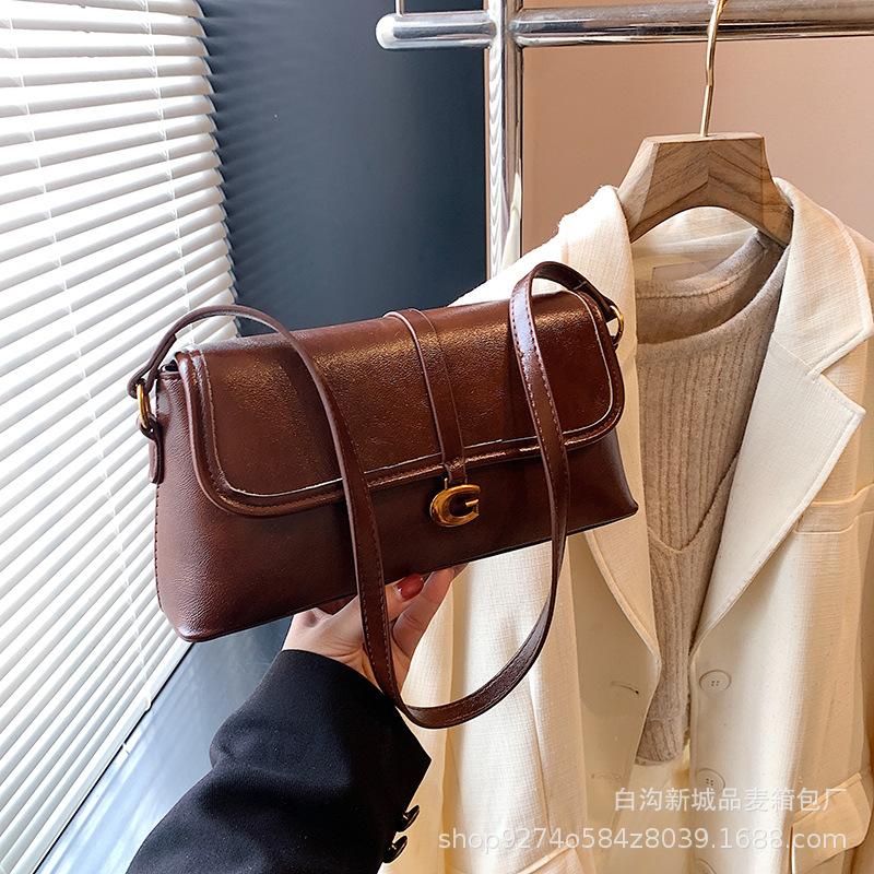 Premium texture fashionable versatile small bag women's 2025 new trendy temperament underarm bag retro shoulder baguette small bag