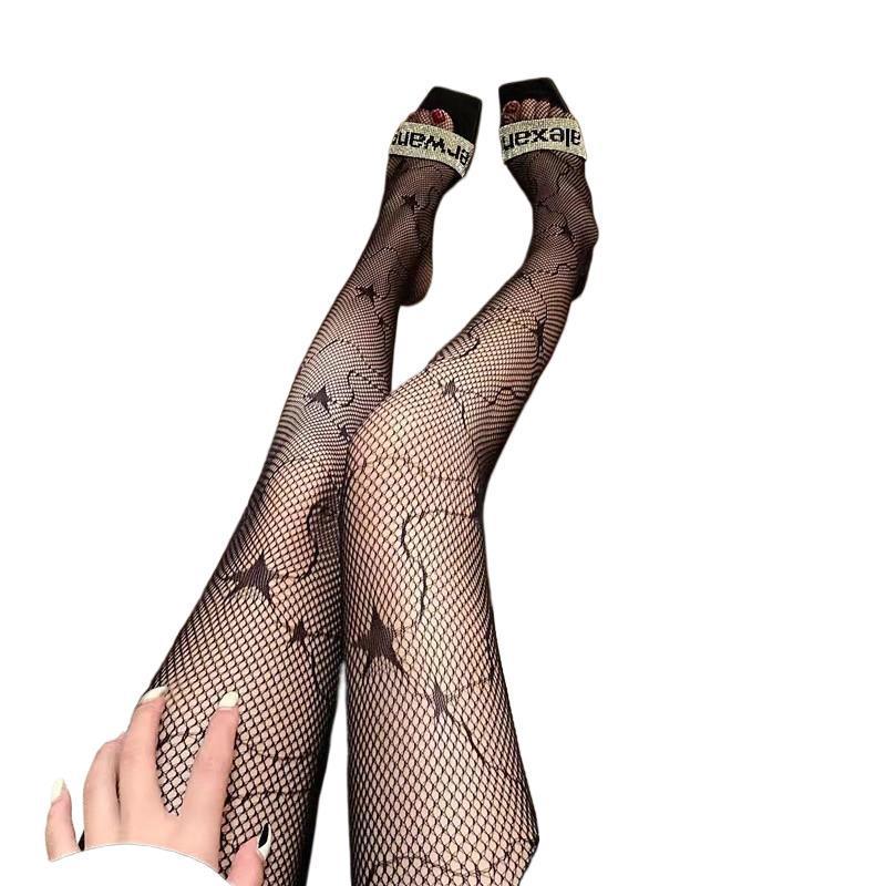 

Чулки-сеточка Star Hollow - Сексуальные колготки для TikTok и ночных клубов One Size 80-160 cm (Star Fishnet) чёрный