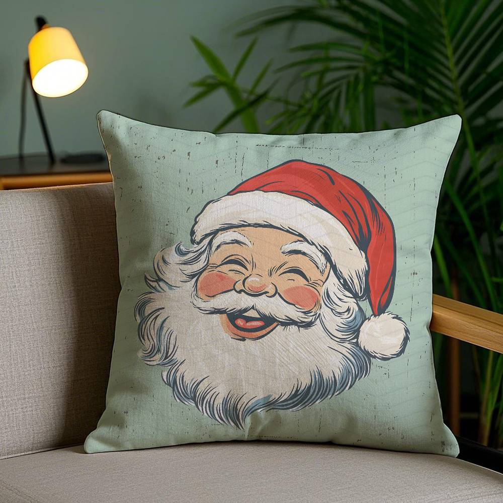Santa Claus Cute Pillow Case Anti-Dustmite Invisible Zipper Sofa Bed