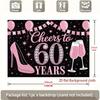 60th Birthday Party Backdrop Polyester Banner Photo Booth Decoration