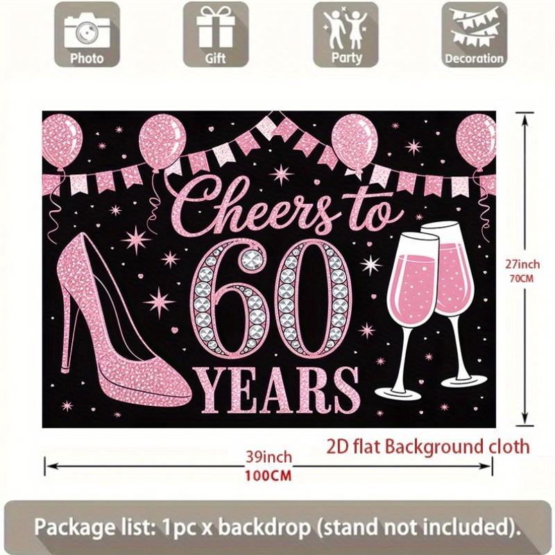 60th Birthday Party Backdrop Polyester Banner Photo Booth Decoration