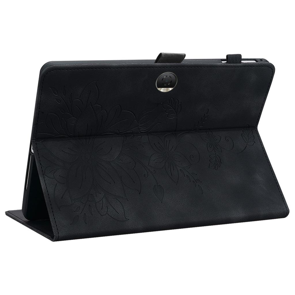 For Honor Pad 9 Case with Card Slots Lily Flower Imprint Leather Stand Tablet Cover