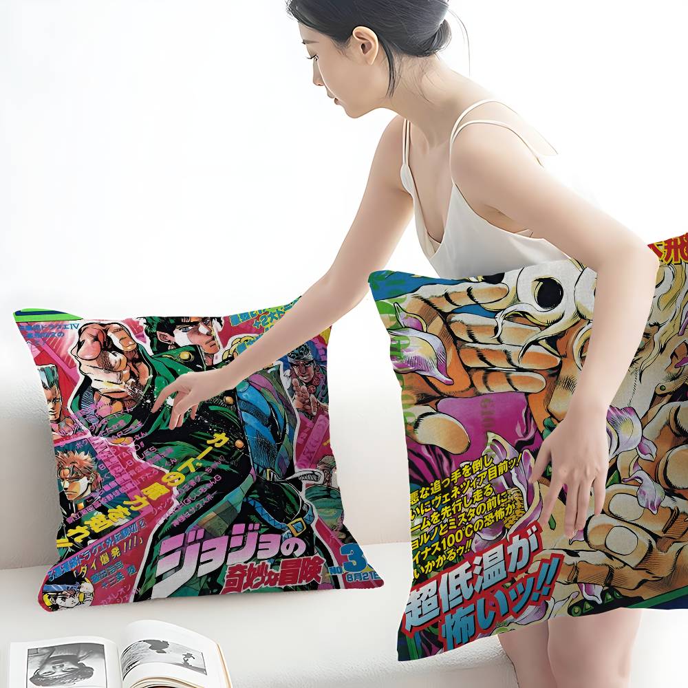 Anime Jojo Bizarre Adventure Retro Pillow Cover Sofa Cushion Cover Home Room Decoration Children Gift