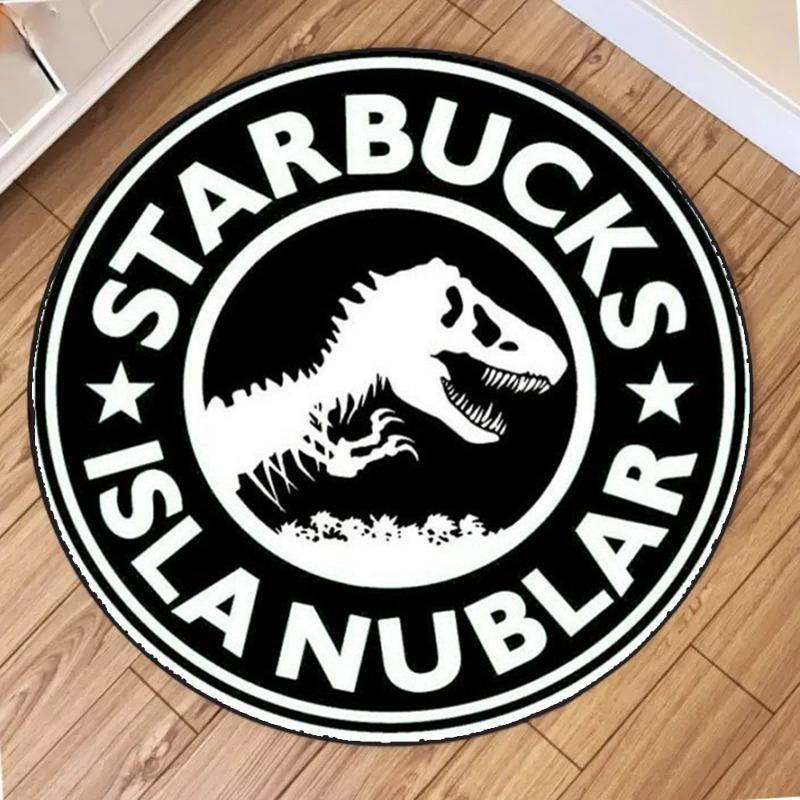 Cartoon Dinosaur Print Round Carpet Non Slip Circular Rugs for Children Bedroom Decor Home Living Room Sofa Balcony Hallway Mat