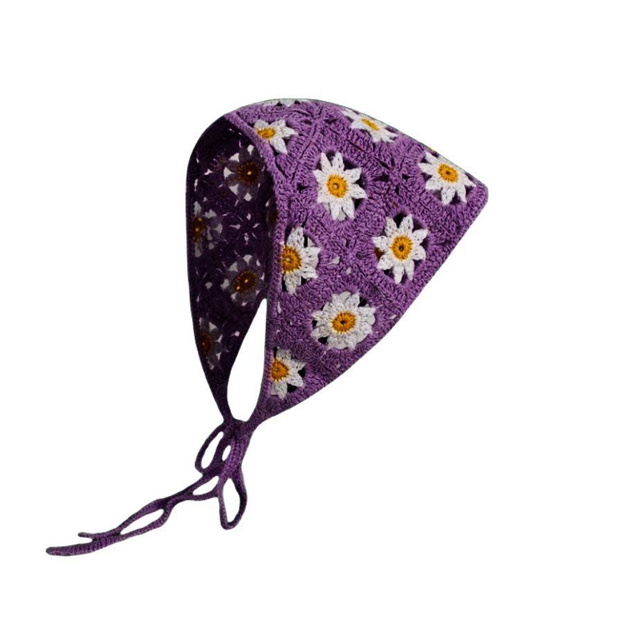 Ręcznie robiona szydełkowa trójkątna chusta na głowę: Francuski Retro, Wszechstronny, Styl Pastoralny