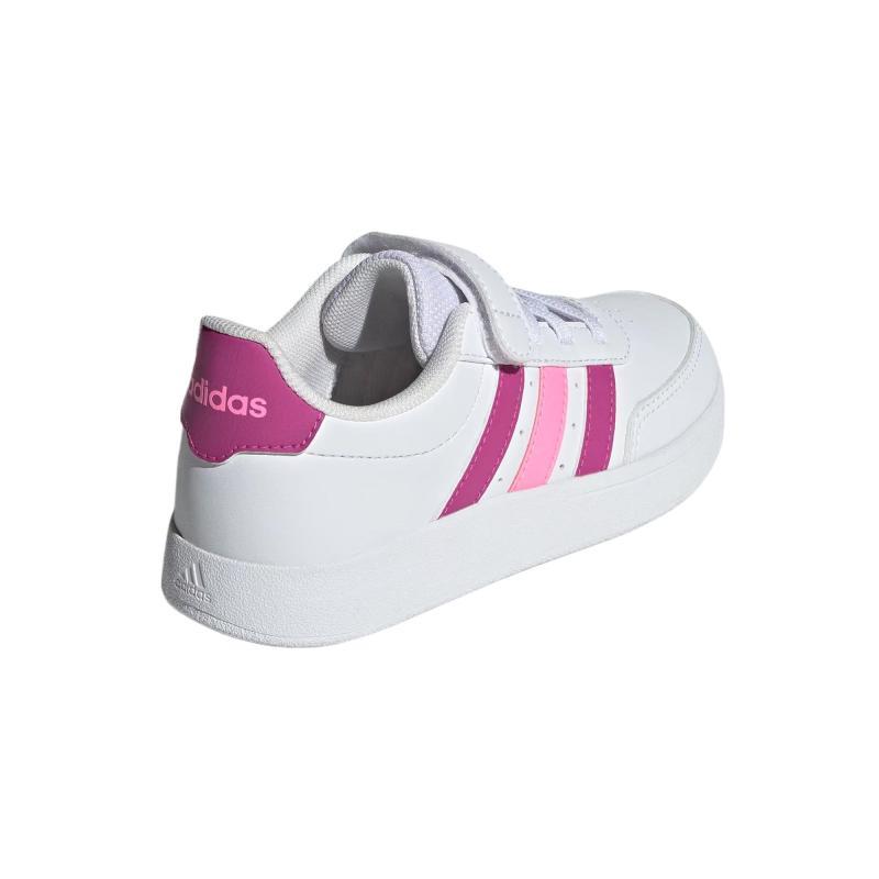 Adidas BREAKNET 2.0 Low-Top Kids' Skateboarding Shoes White/Bright Fuchsia/Pink Kids' Sneakers IE3791