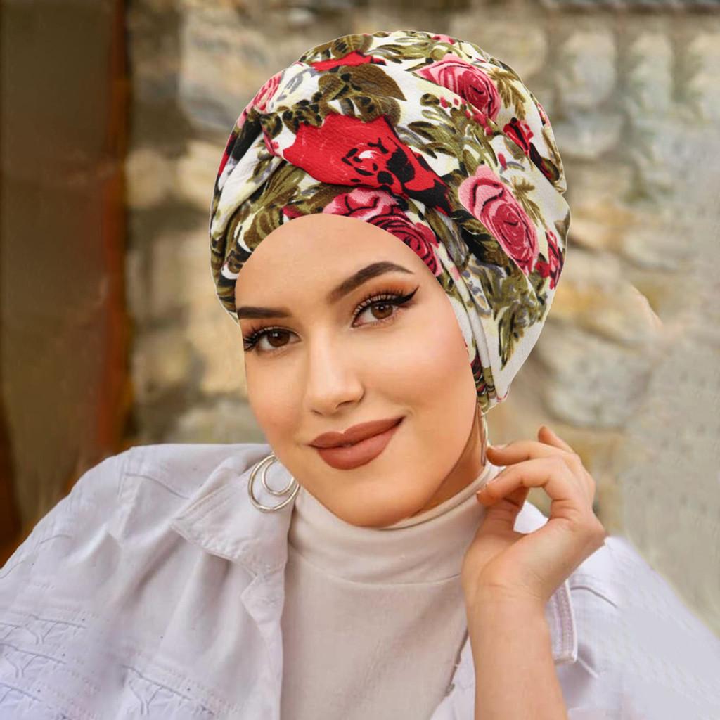 Fashion Turban Headscarf For Women With Floral Print Summer Autumn Winter Accessories