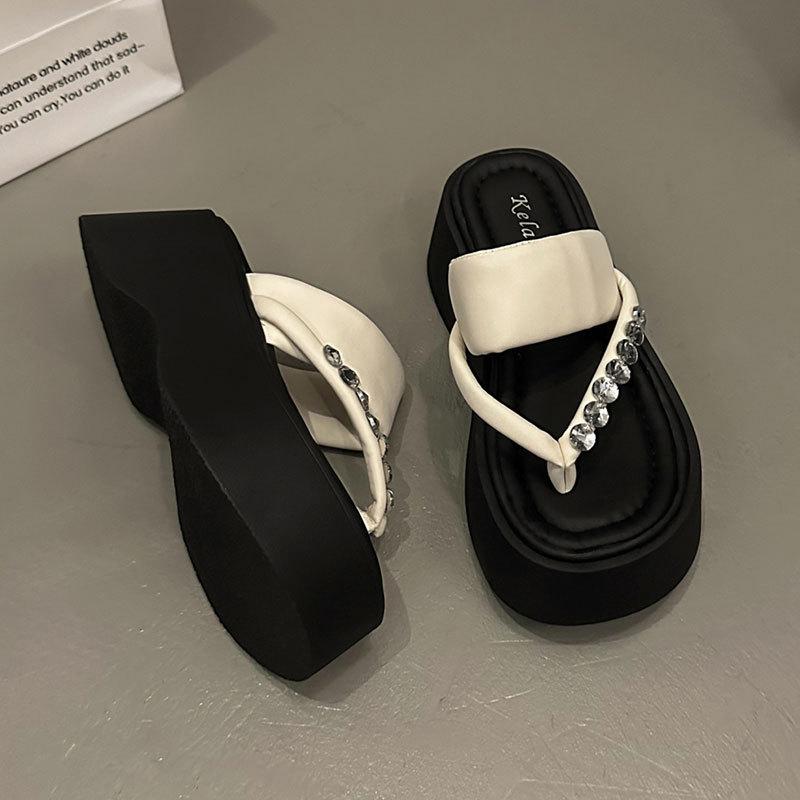 2025 JX New Fashion Platform Slippers Women's Summer Wear High-end Niche Light Height Increase Casual Sandals