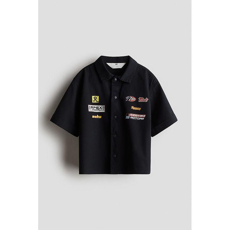 

HM Осень 2025 Новое поступление Детская одежда Рубашка из хлопка с принтом для мальчиков 1272532