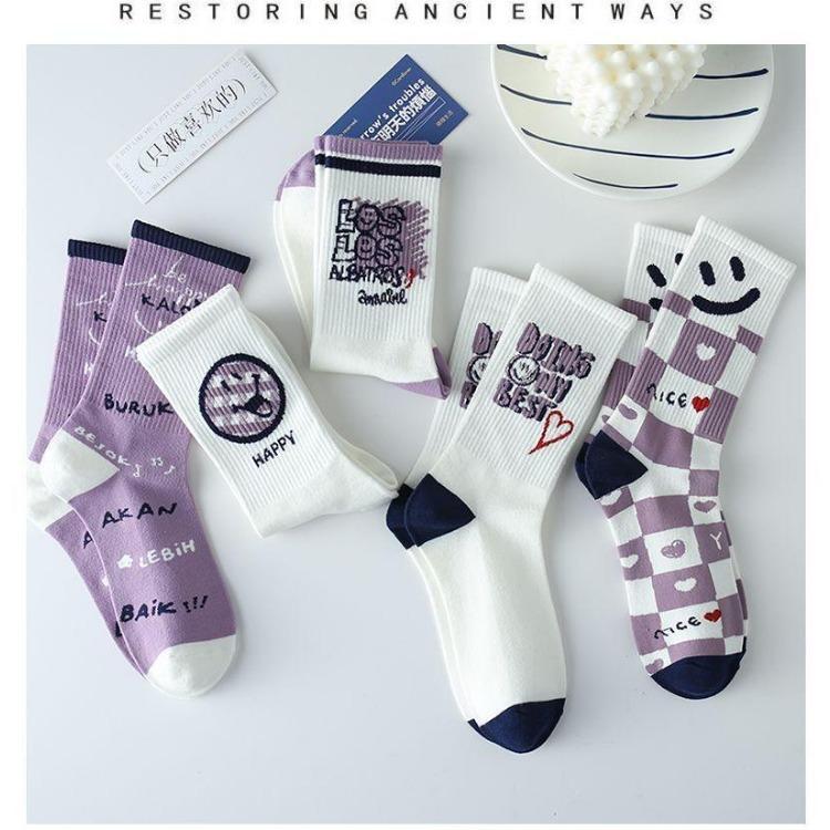 EU Style Women Cute Skater Socks Women Set Men Funny Socks Hip Hop Cotton Long Crew White Socks For US Style Fashion Socks