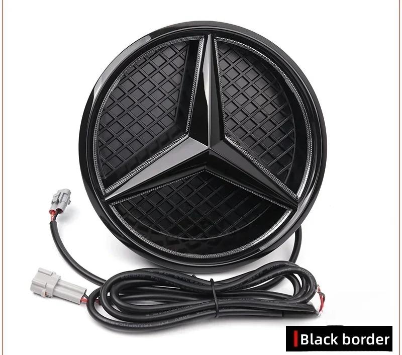 

Автомобільна наклейка Нова 2025 Для Mercedes Benz Автомобіль Передні Ґрати Логотип Світло Дзеркальна поверхня Світлодіодний Значок Для Mercedes Benz W166 GLS350 AMG/GLS63 Blue light чорний