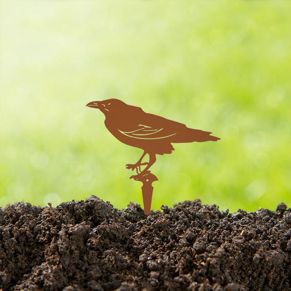 1pc Black Crow Metal Bird Garden Statue Transform your outdoor space with this statue. Perfect for yard, garden, and lawn.