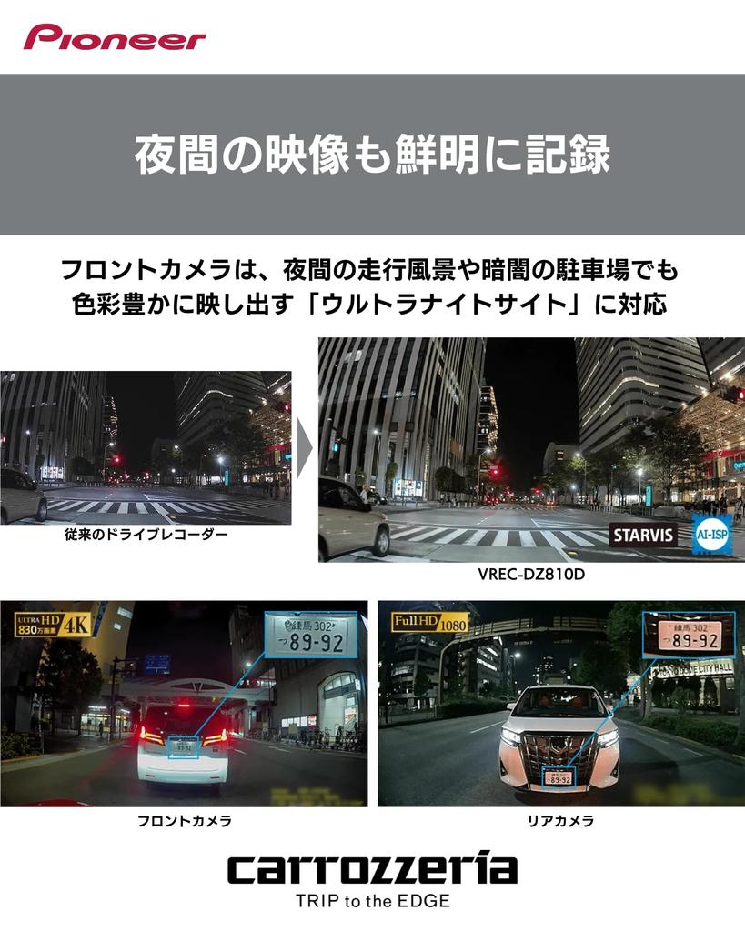 Pioneer Dash Front and Rear Dual Megapixel Front 2 Megapixel Rear 4K Parking 32GB MicroSD Card LCD Carrozzeria VREC-DZ810D Cam, Cameras, 8.3 Camera,