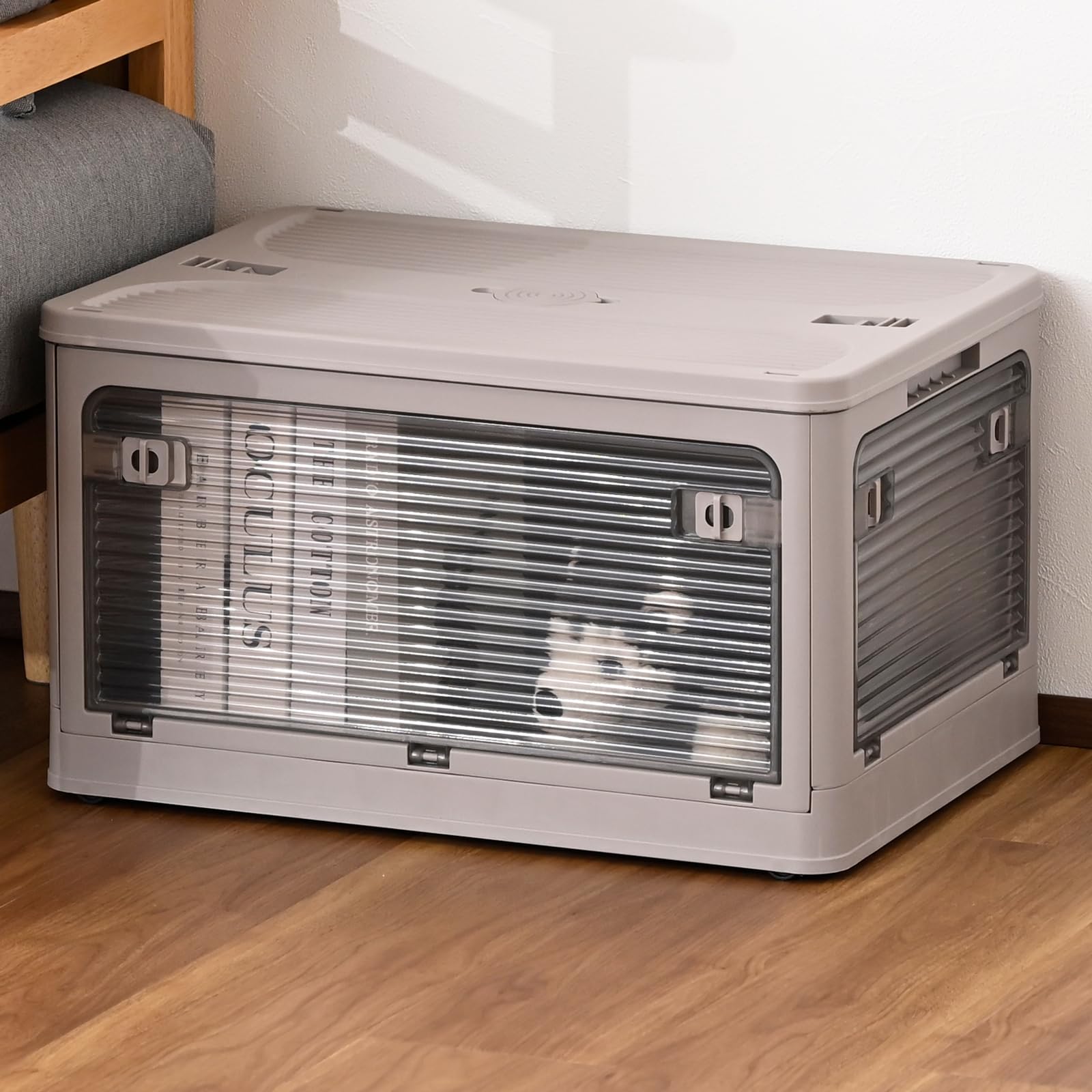 

YAMAZEN Large Storage Accessible from Any with Container Box for Clothing Wide x Deep x 30cm Box, Stackable, Foldable, Direction, Casters, Storage,