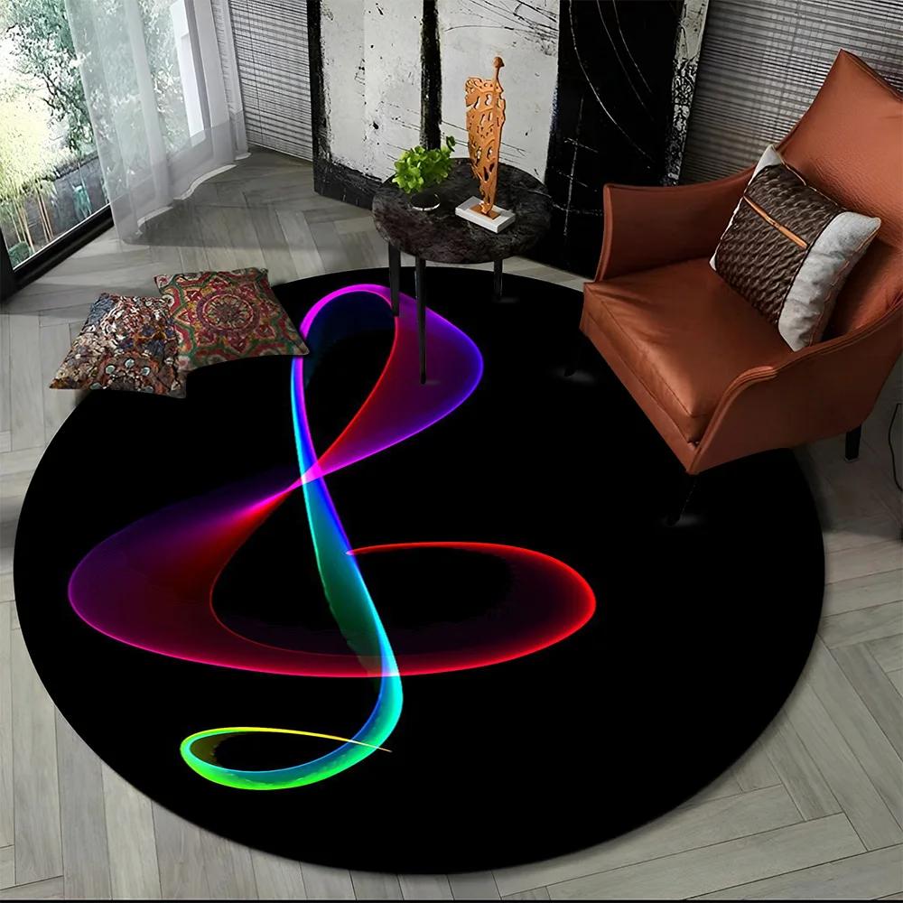 3D Musical Note Piano Art Round Carpet Rug for Living Room Bedroom Child Playroom Chair Decor,Pet Area Rug Non slip Floor Mat