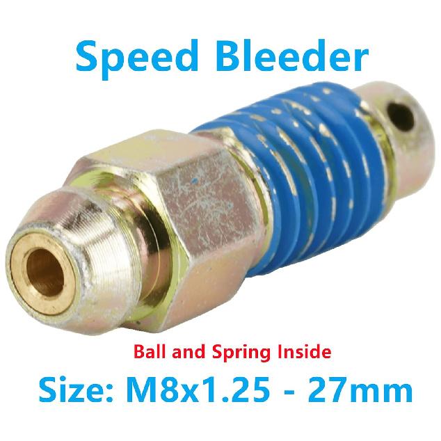4 PCS Speed Bleeder,Bleeder Valve,Brake Bleeder Screws,Quick Bleeders with Dust Caps M8x1.25-27mm, H9405-4, H9422-4, 105182, 639520