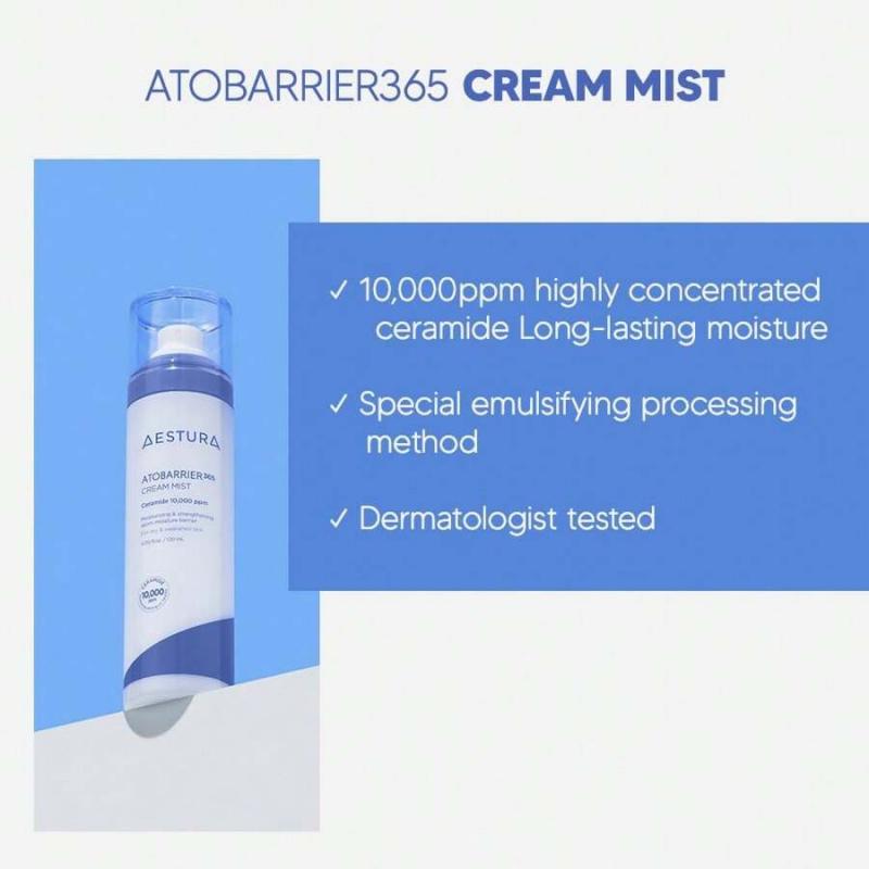 AESTURA ATOBARRIER365 Cream Mist 120ML With 10,000ppm Ceramides | Moisture Barrier Support, Ultra-Fine Hydrating Mist, Suitable For Dry Skin
