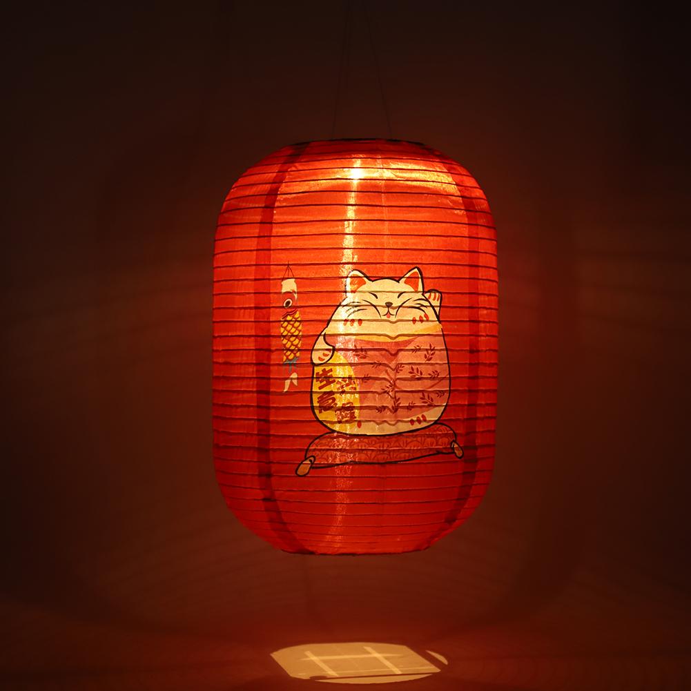 25cm Waterproof Solar Lanterns LED Light Nylon Cloth Chinese Japanese Hanging Lamp Outdoor Garden Yard Holiday Party Decoration
