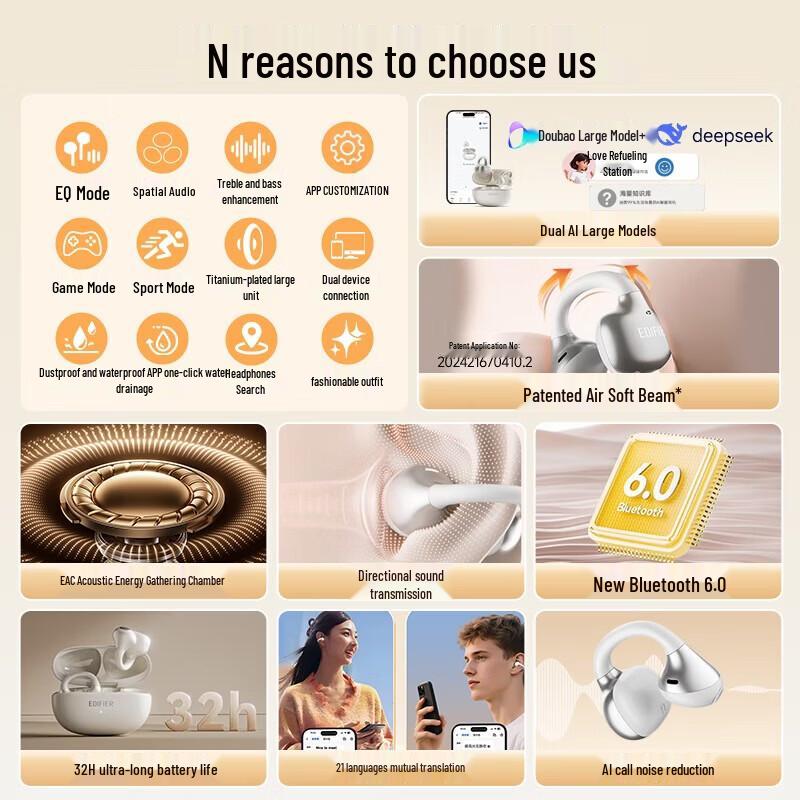 Edifier X Clip Ear Clip Bluetooth Headphones