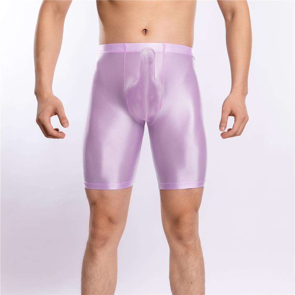 Sexy Männer Satin Glatt Penisring Boxer Gym Leggings U Konvexe Tasche Dessous Shorts Slip Höschen Elastische Hosen Formwäsche