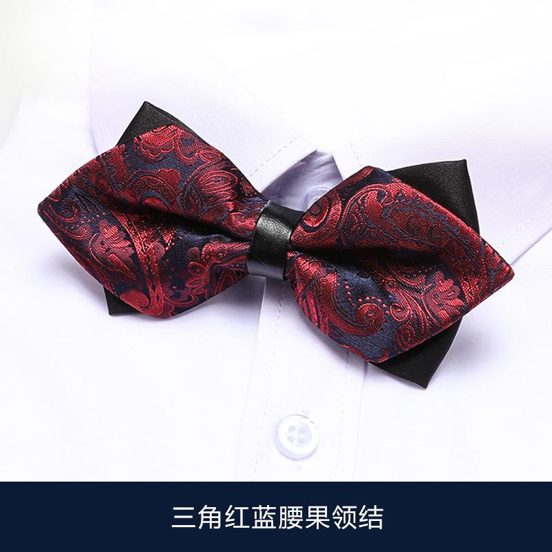 Men'S Bow Tie Best Man Groom Burgundy Solid Color Double Triangle Shirt Wedding Wedding British Korean Edition Bow Women