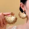 Steel needle raffia fan pendant earrings seaside vacation style temperament earrings niche high-end versatile earrings women