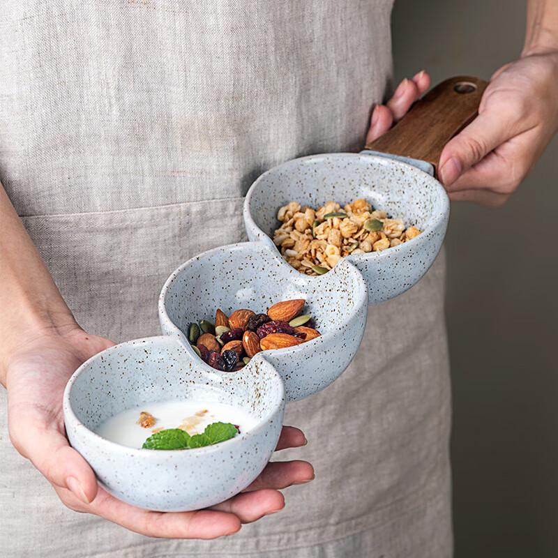 Nordic Rough Pottery Divided Serving Bowl