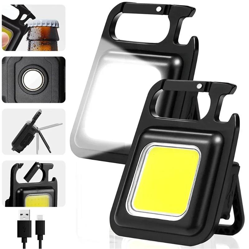 Tragbare Schlüsselanhänger-Taschenlampe Leistungsstarkes Arbeitslicht Multifunktionale Campinglampe USB Wiederaufladbare LED Mini-Taschenlampe mit Magnet