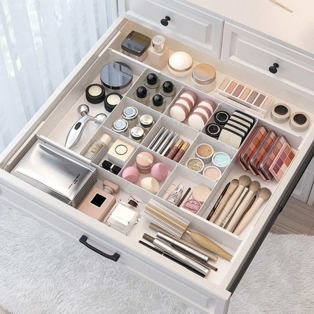 Makeup Storage Drawer Organizer Plastic Kitchen Storage Box New Drawer Divider Tray  Home Use