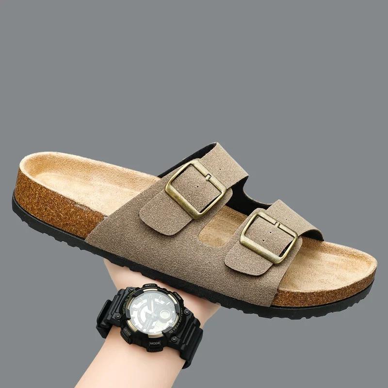 Flat Sandals Mens Sandals Genuine Leather Man Slippers for Men Men's Casual Sandal Mens Shoes 2024 High Quality Shoes Slipers