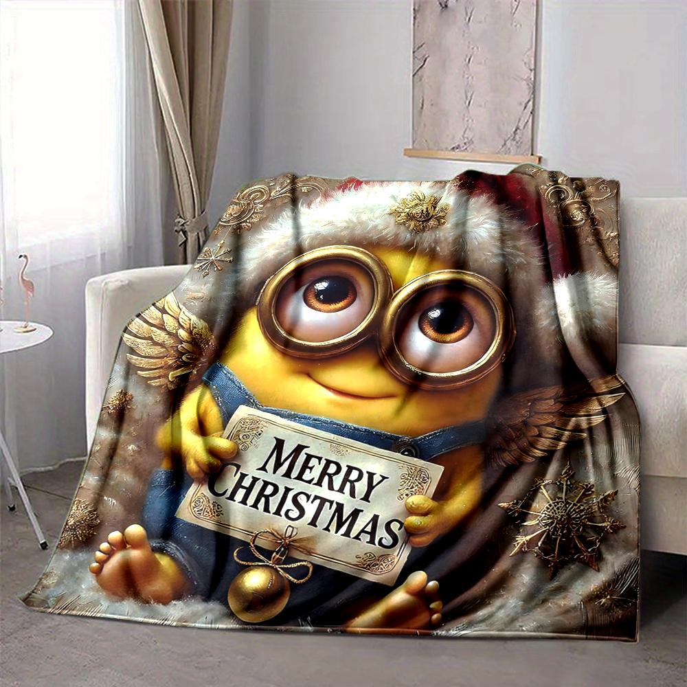 1Pc Christmas Minions Celebration Blanket Soft And Comfortable Casual Warm Camping Travel Christmas Halloween Gift M91746