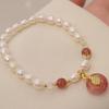 1pc Natural Freshwater Pearl Bracelet Fashion Style Design Strawberry Crystal Buckle Hand Chain For Women