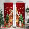 2 Stück 2D-Flachdruck Frohe Weihnachten Beliebtes Vorhang Lebkuchenhaus Weihnachtsszene Kunstwerk 100% Polyestergewebe Ohne