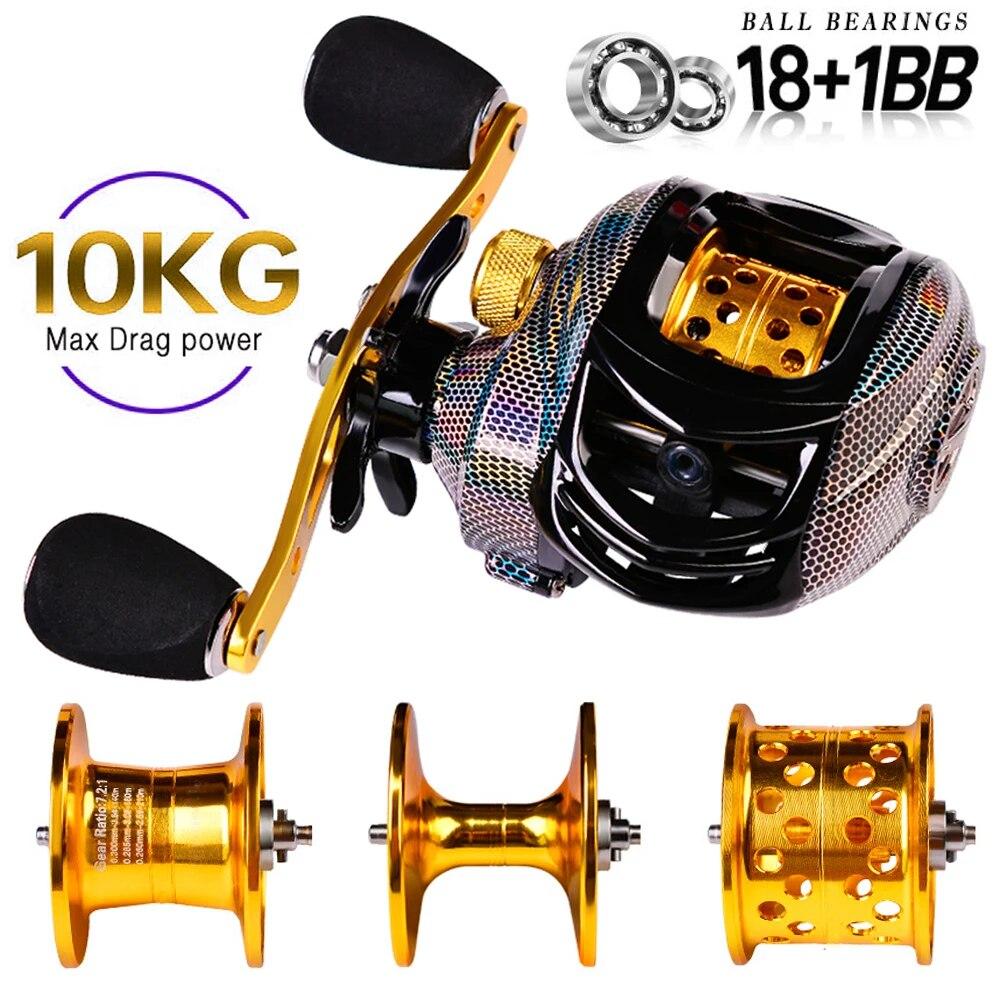 LEO FISHING Baitcasting Reel 18+1BB Casting Reel Smooth Metal 7.2:1 Gear Ratio Fishing Reel with Standard or Deep or Shallow Spool for Bass