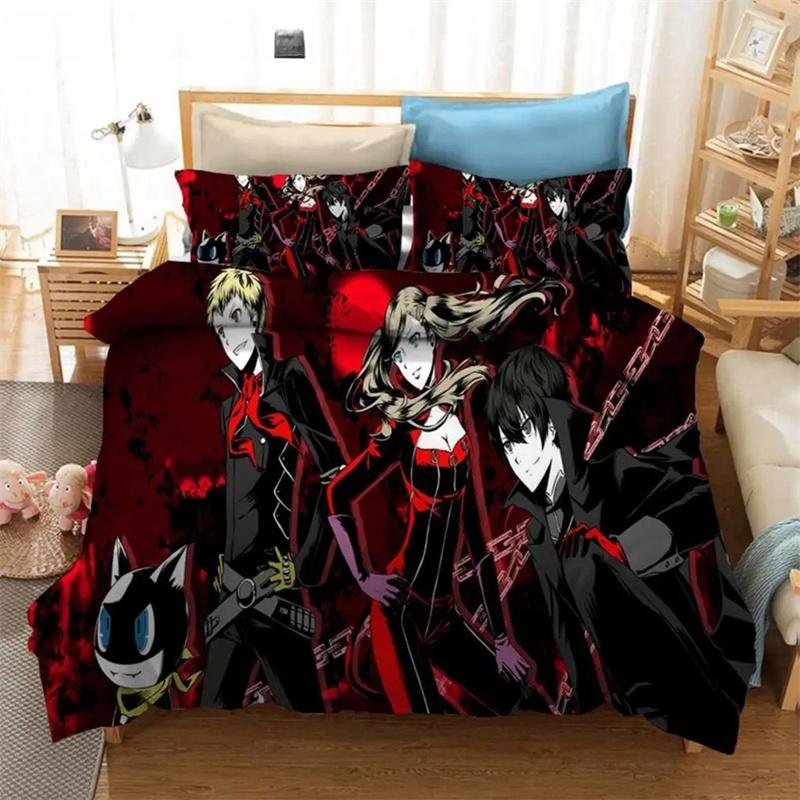 Mode 3D Druck Persona 5 P5 Anime Spiel Bettwäsche Set Doppel Twin King Bettbezug Steppdecke Kissenbezug Jungen Mädchen Erwachsene Schlafzimmer