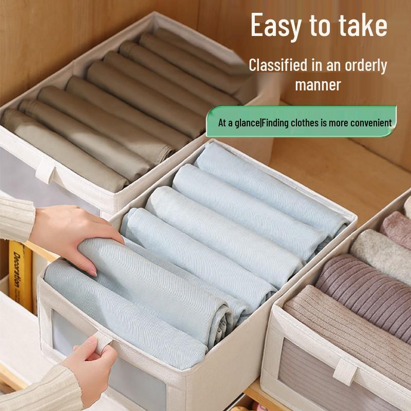 Foldable Dustproof Fabric Storage Box for Clothes & Pants - Large Capacity, Visible Organizer for Home & Dorm Wardrobes