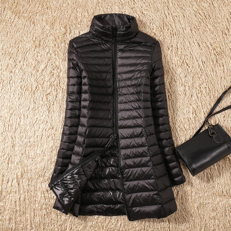 

Winter Women Down Jackets Ultra Light Duck Down Coat Long Puffer Jacket Slim Black Parkas XXXXL чорний