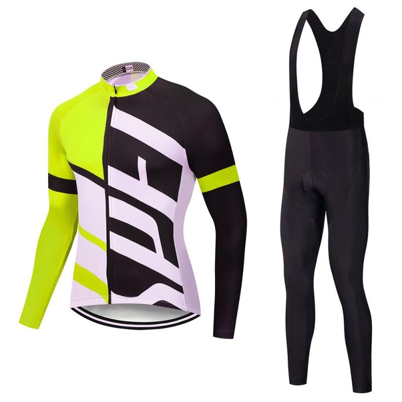Men Women Cycling Bib Jersey Set Lightweight Breathable Long Sleeve Bike Outfit